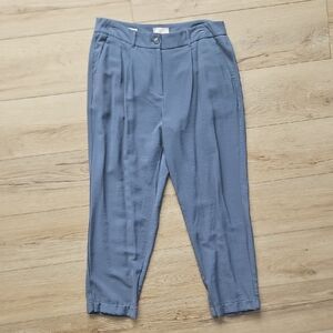 LOFT Grayish Blue Pleated Trousers Pants Slacks Cuffed Smoky Blue